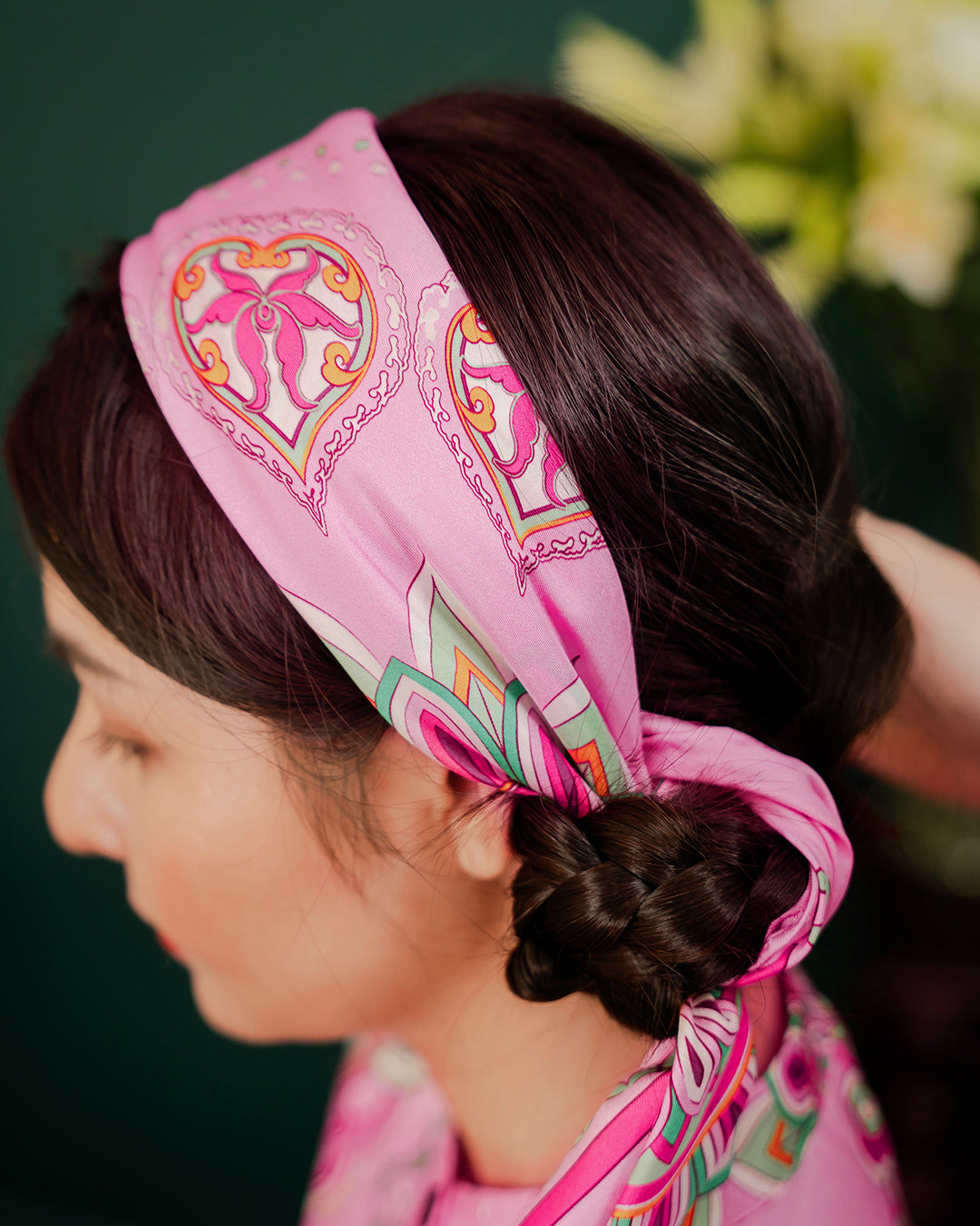 Phoenix Dance Silk Scarf / Pink