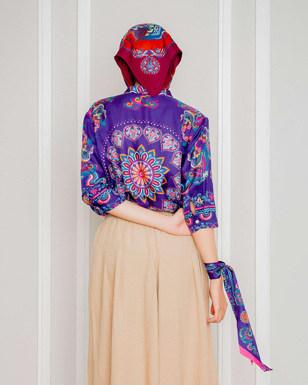 Silk Emancipation Shirt 1925 / Purple Phoenix Dance