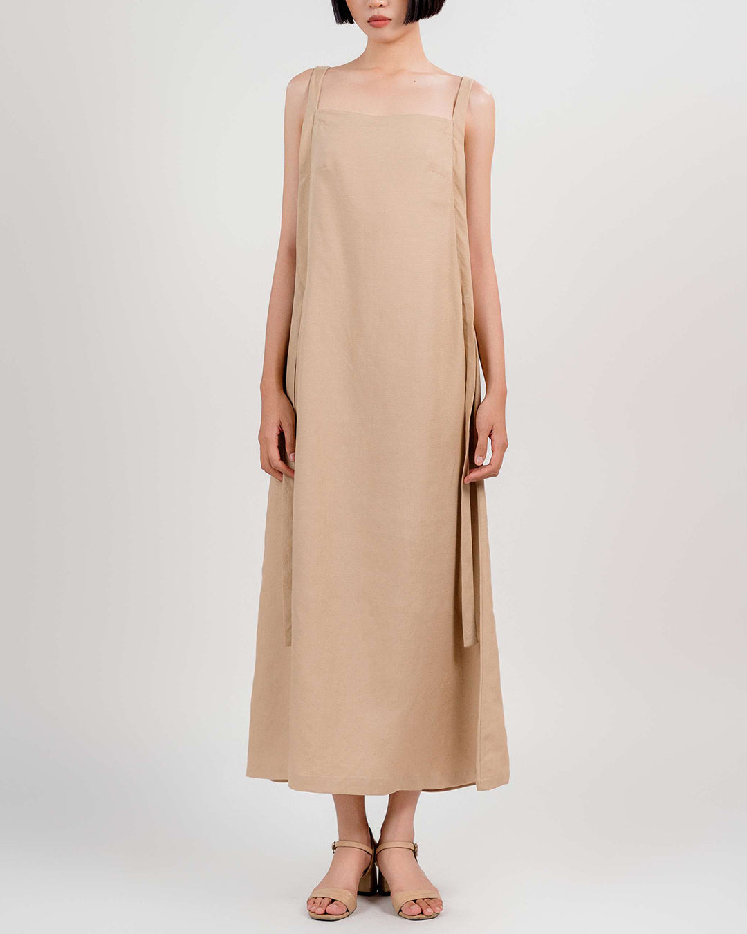 Linen Strap Dress 1930s / Beige