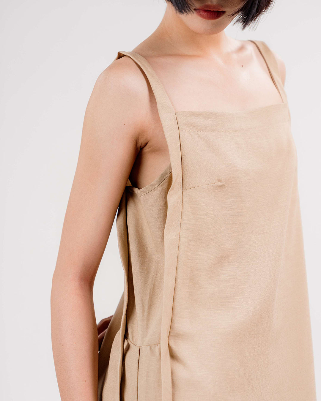 Linen Strap Dress 1930s / Beige