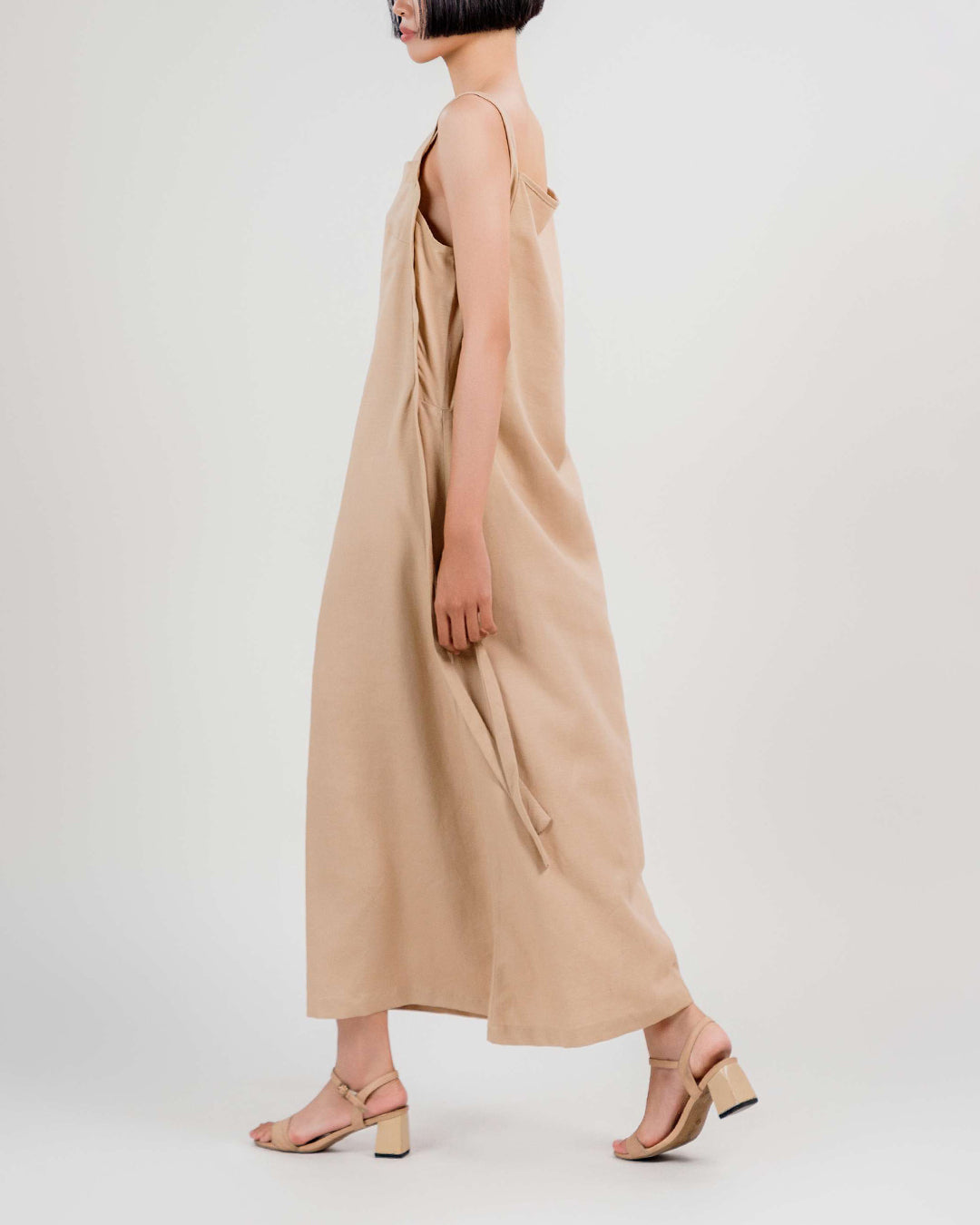 Linen Strap Dress 1930s / Beige