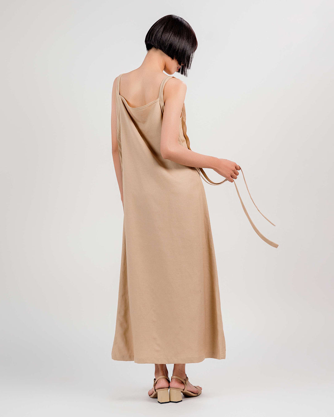 Linen Strap Dress 1930s / Beige