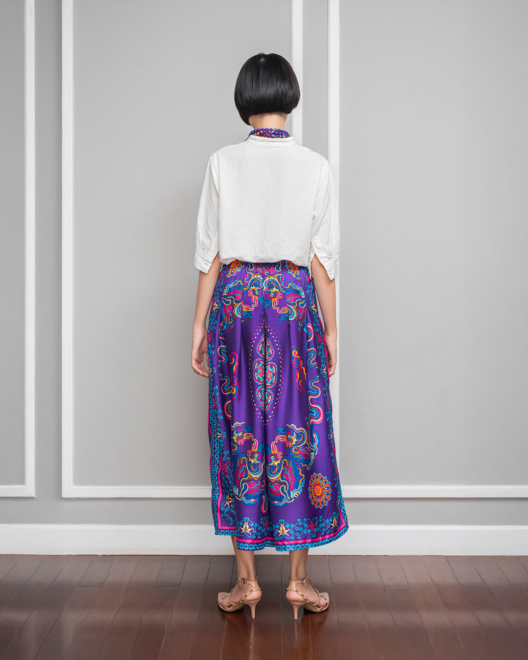 Silk Palazzo Pants 1932 / Purple Phoenix Dance