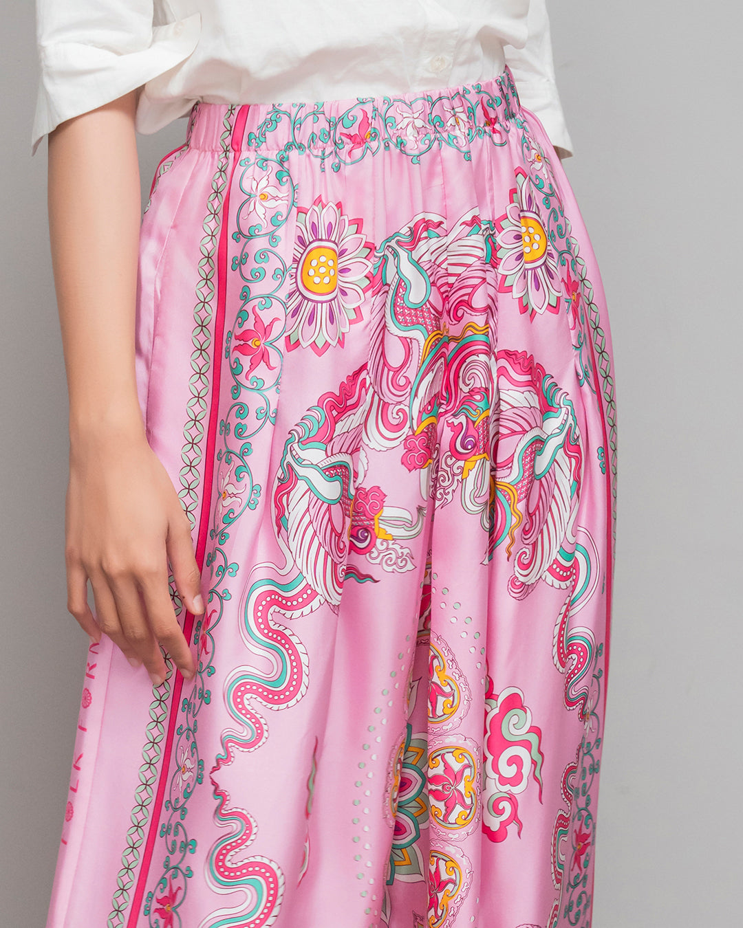 Silk Palazzo Pants 1932 / Pink Phoenix Dance