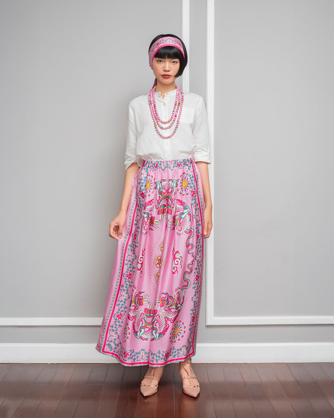 Silk Palazzo Pants 1932 / Pink Phoenix Dance