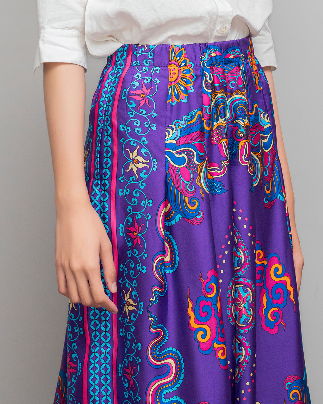 Silk Palazzo Pants 1932 / Purple Phoenix Dance