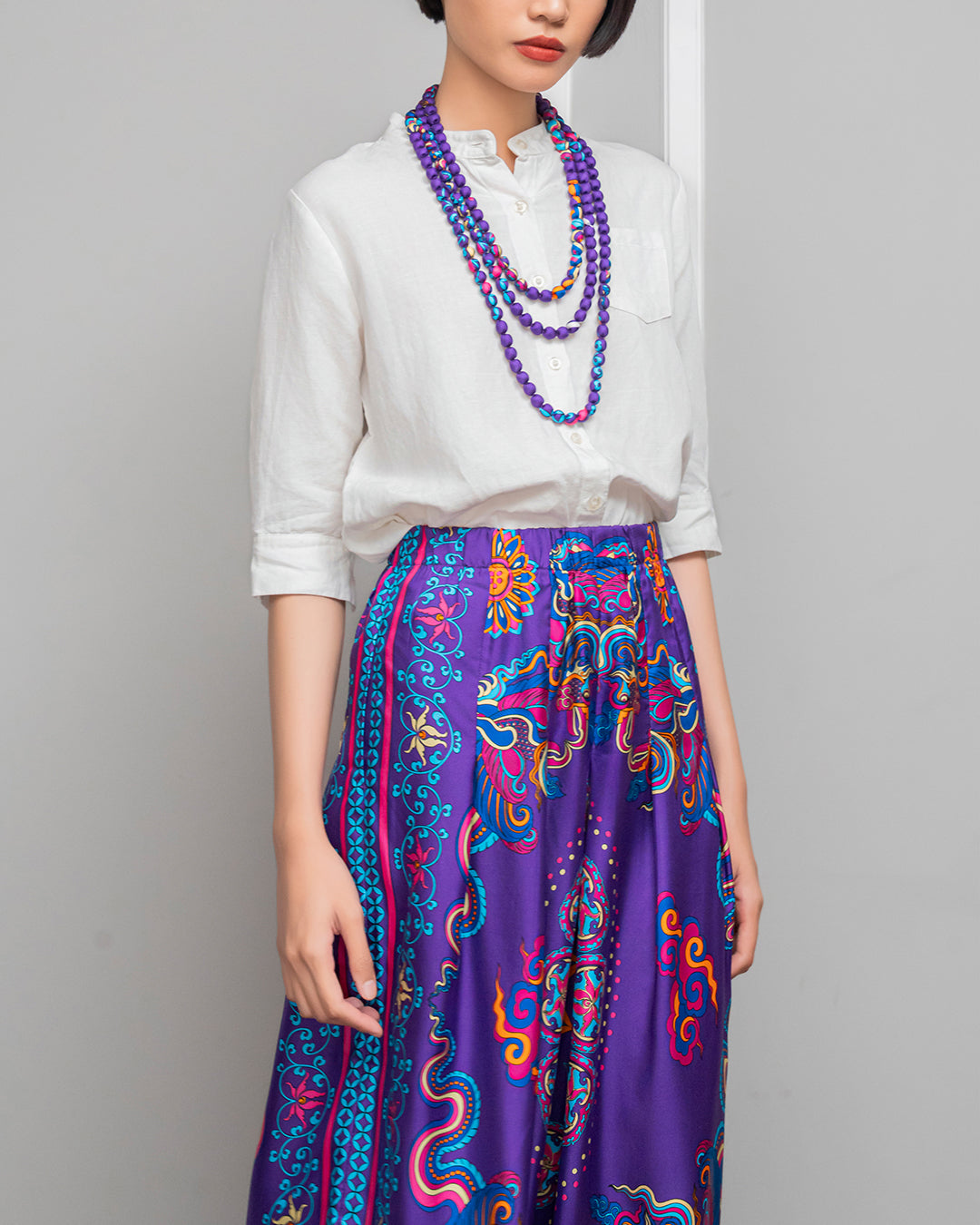 Silk Palazzo Pants 1932 / Purple Phoenix Dance