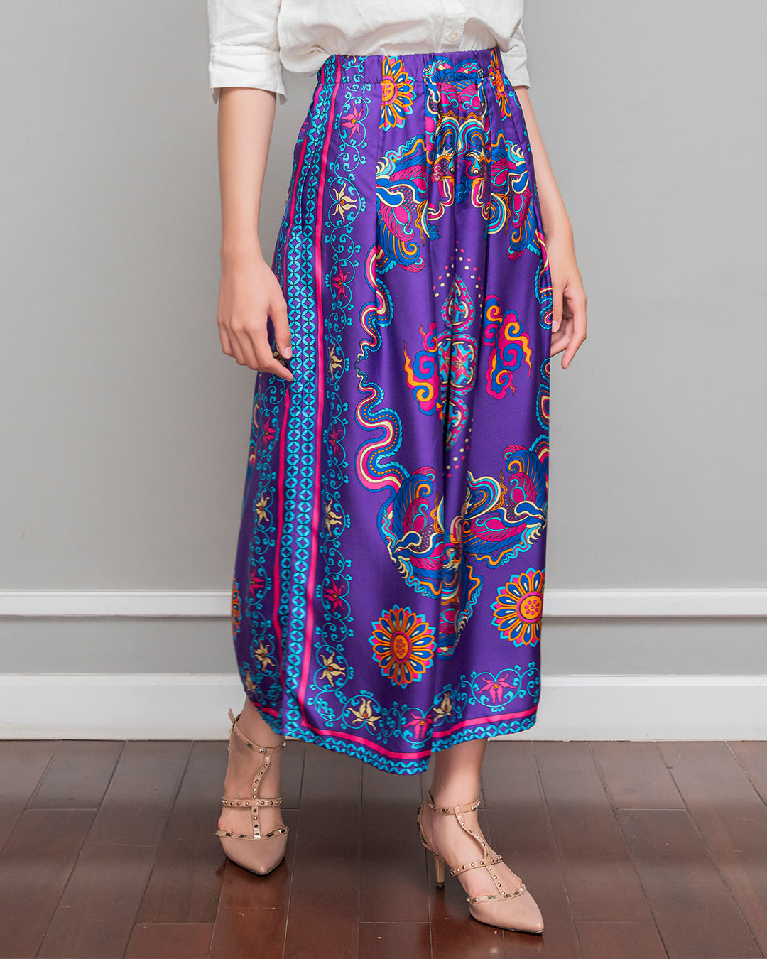 Silk Palazzo Pants 1932 / Purple Phoenix Dance