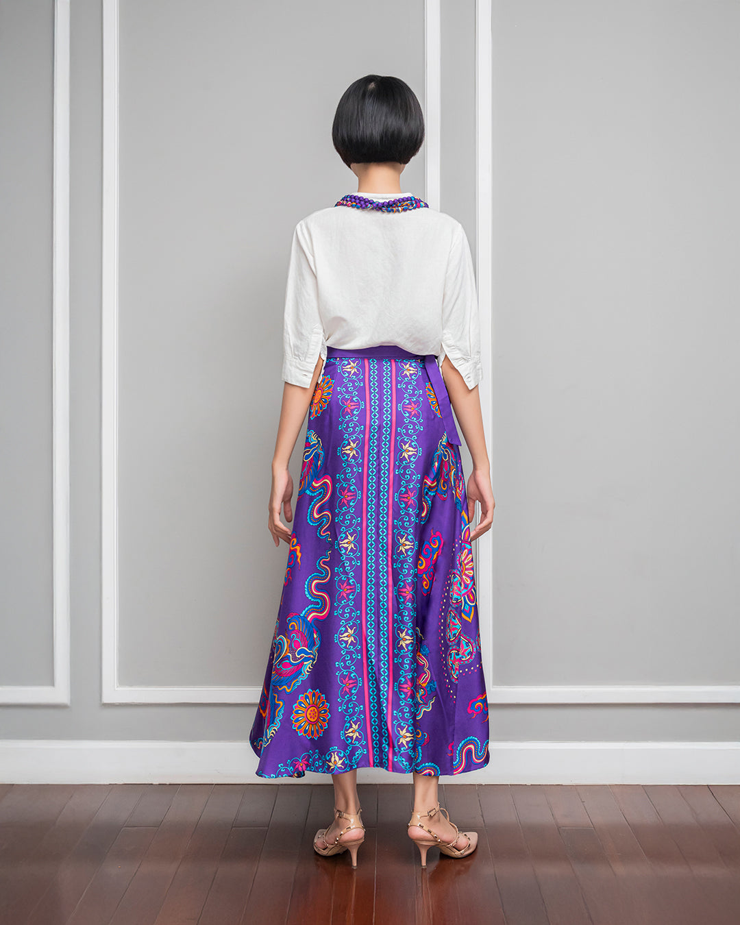 Silk Midi Wrap Skirt 3900BC / Purple Phoenix Dance