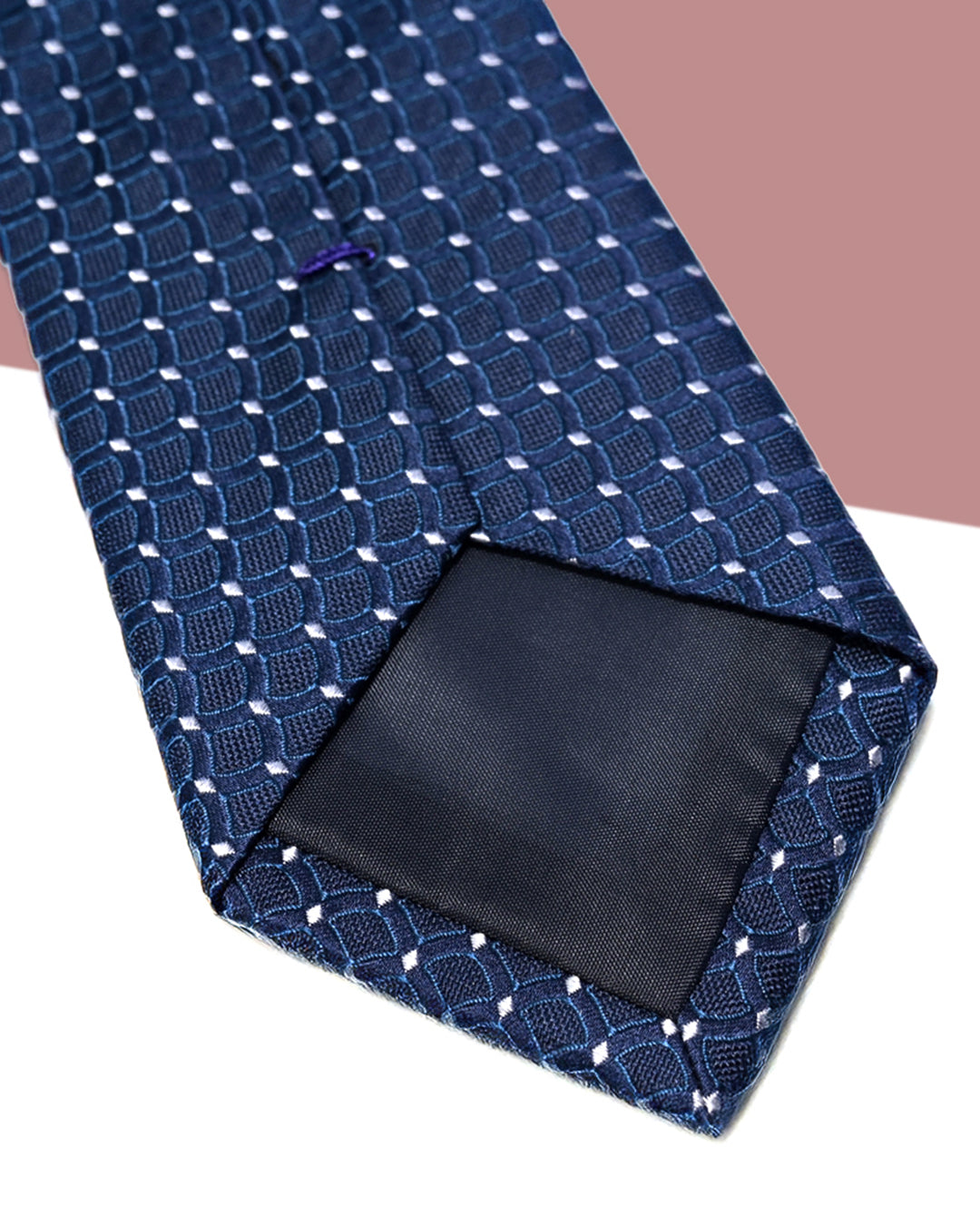 Gift for Dad/ Silk Necktie with Raised Mesh Pattern / Navy Blue / 8cm × 145cm