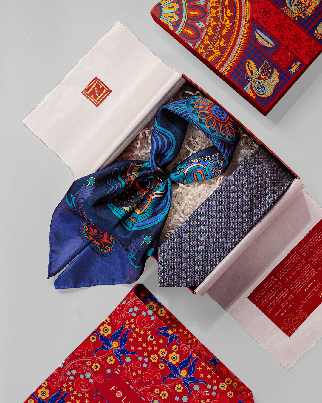 Dragon Dreams Silk Scarf / Navy Blue / 110x110cm / 44x44in