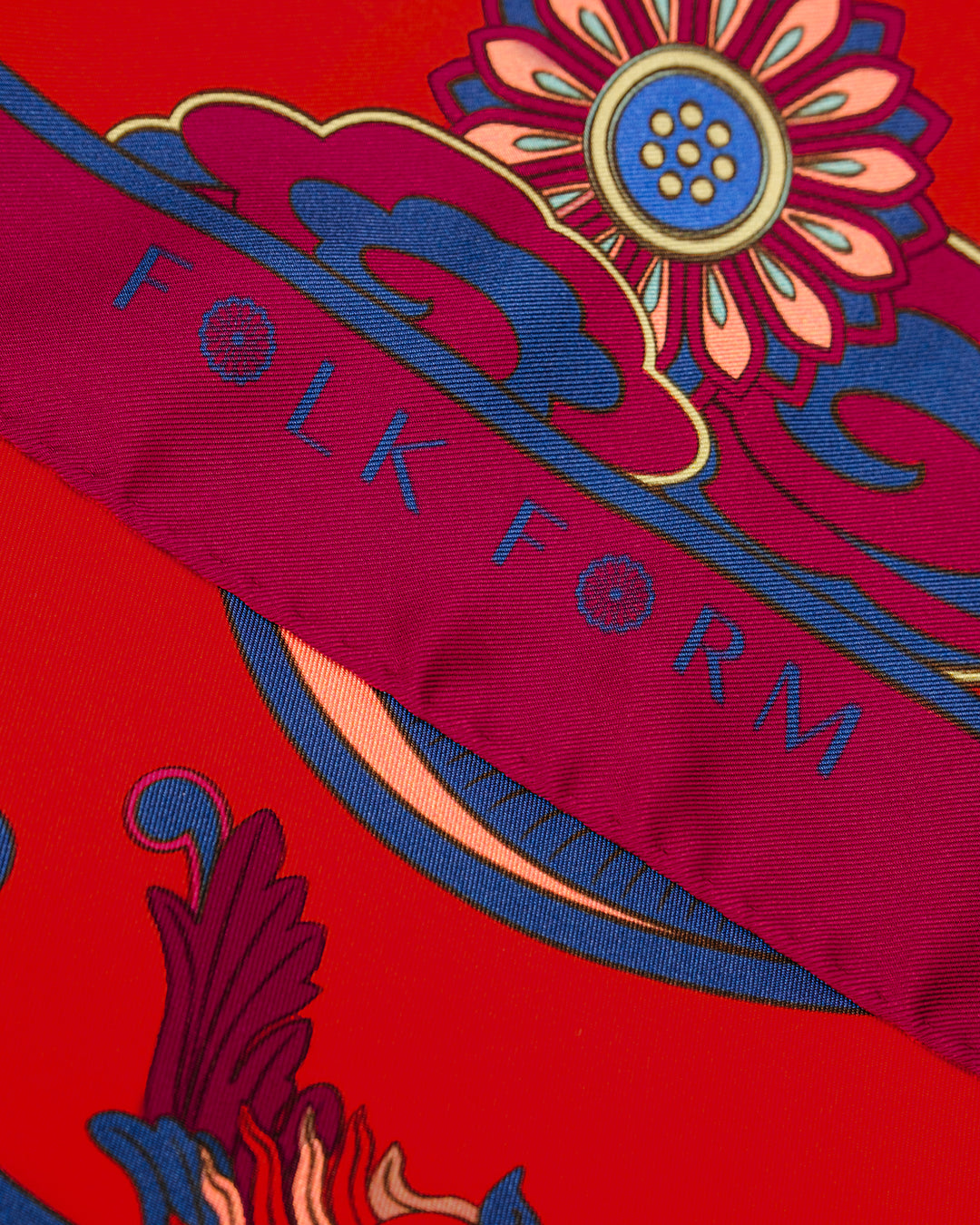 Dragon Dreams Silk Scarf / Red / 90x90cm / 36x36in