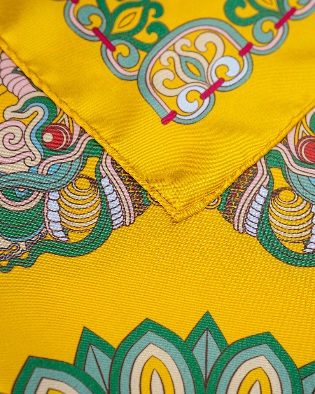 Dragon Of Grace Silk Scarf / Yellow / 110x110cm / 44x44in