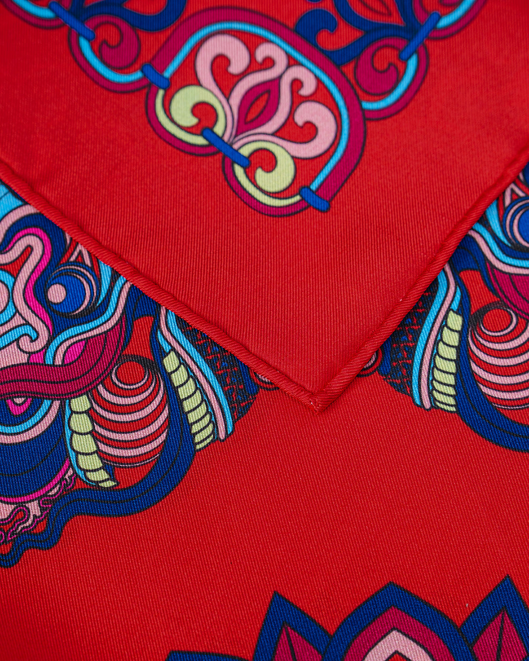 Dragon Of Grace Silk Scarf / Red / 65x65cm / 26x26in