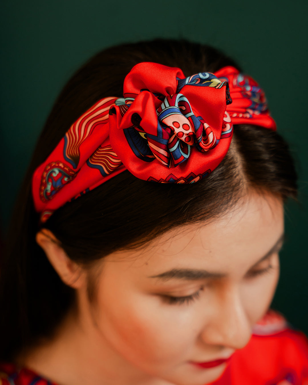 Dragon Of Grace Silk Scarf / Red / 65x65cm / 26x26in