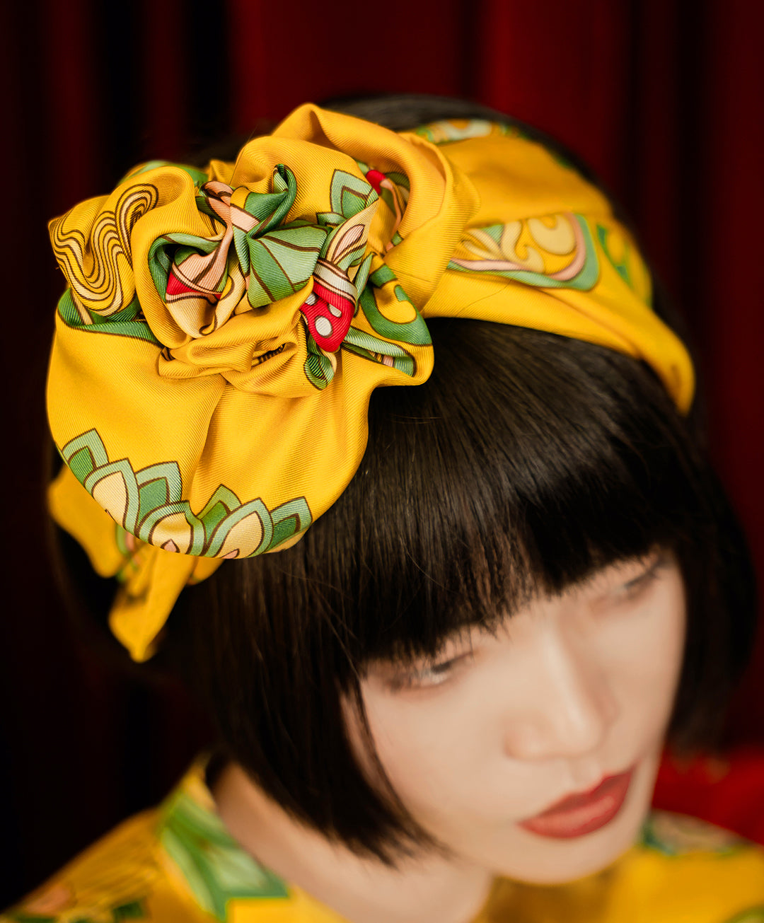 Dragon Of Grace Silk Scarf / Yellow / 90x90cm / 36x36in