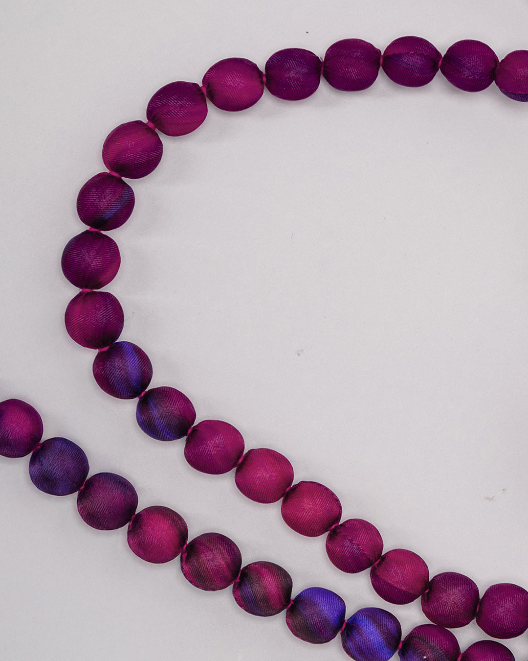 Marble Silk Wrapped Bead Necklace / Pink & Purple / 110cm / 44in