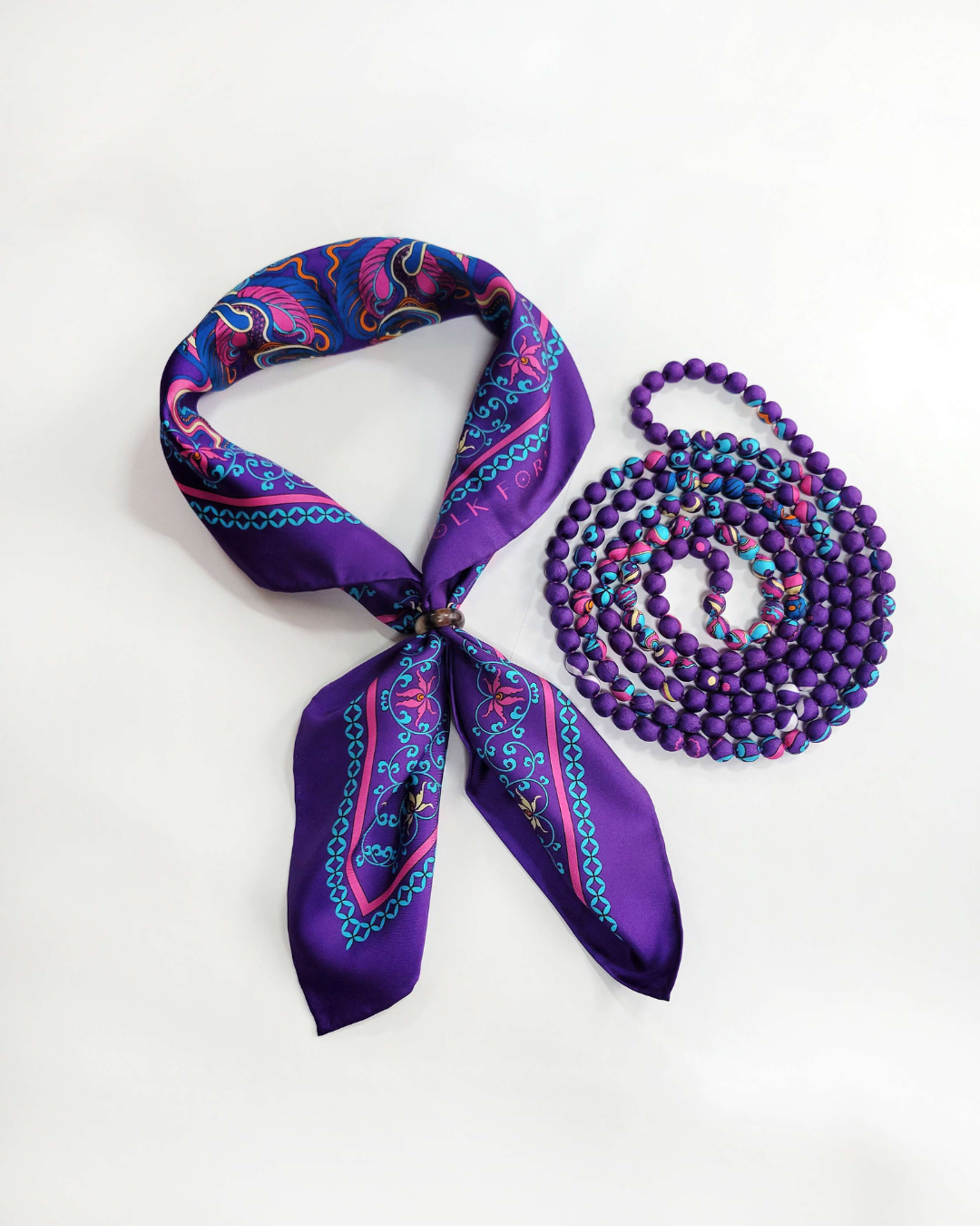Phoenix Dance Silk Scarf / Purple