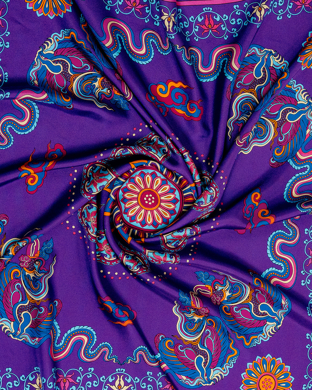 Phoenix Dance Silk Scarf / Purple