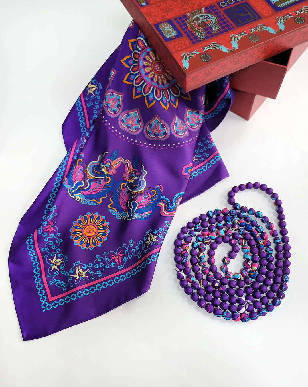 Phoenix Dance Silk Scarf / Purple