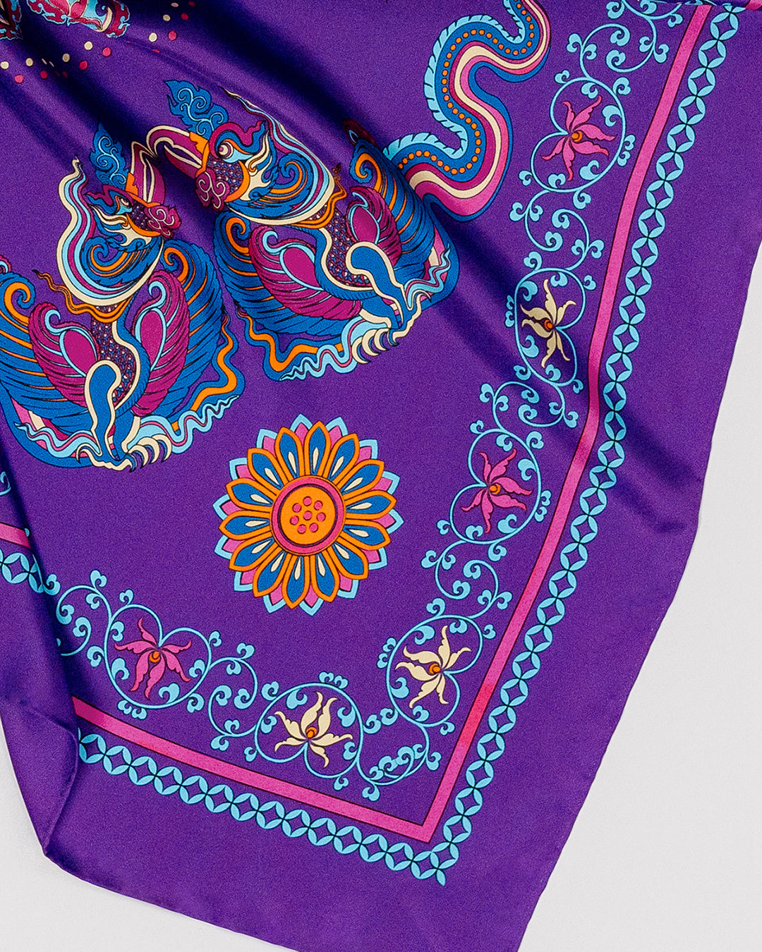 Phoenix Dance Silk Scarf / Purple