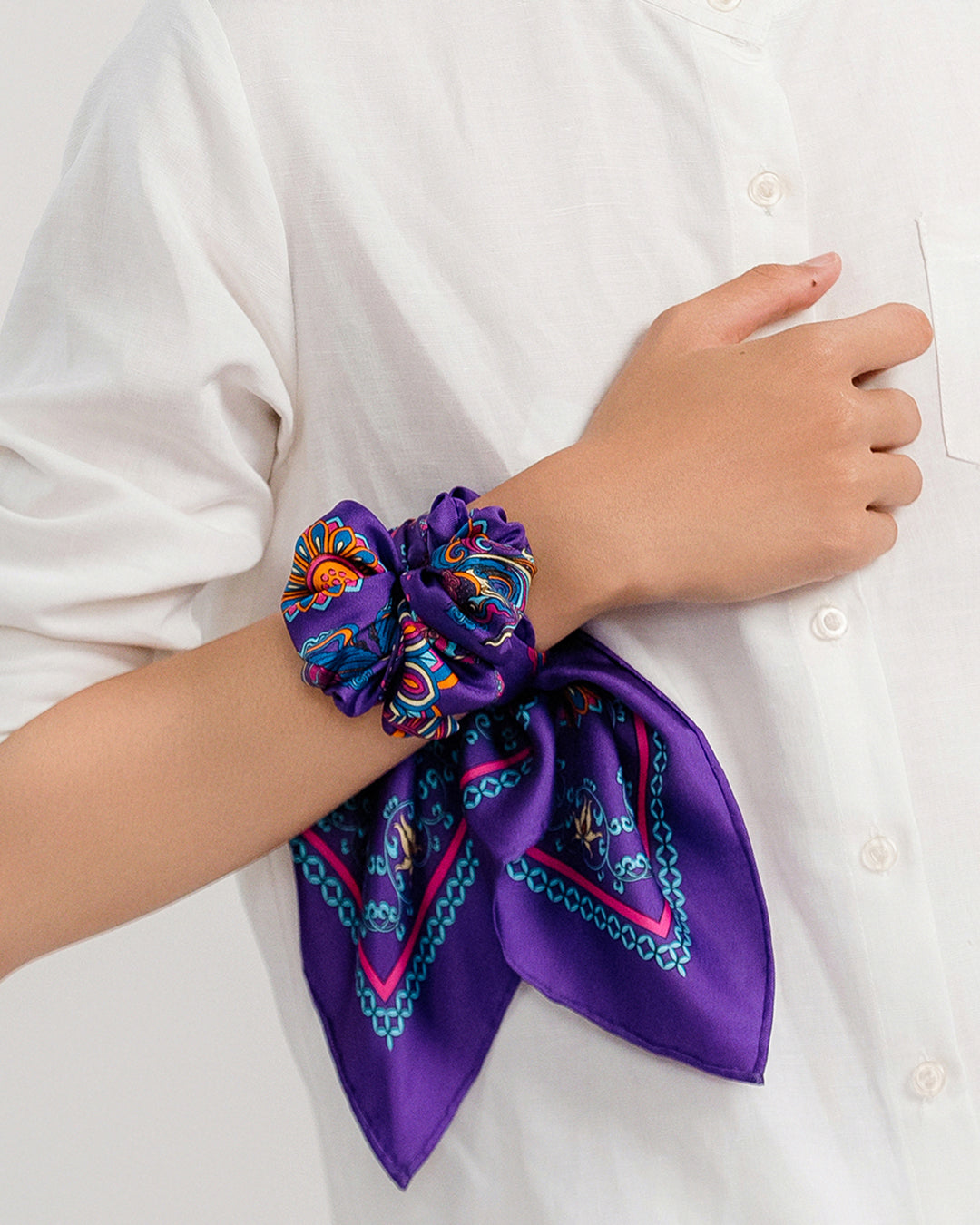Phoenix Dance Silk Scarf / Purple / 55x55cm / 22x22in