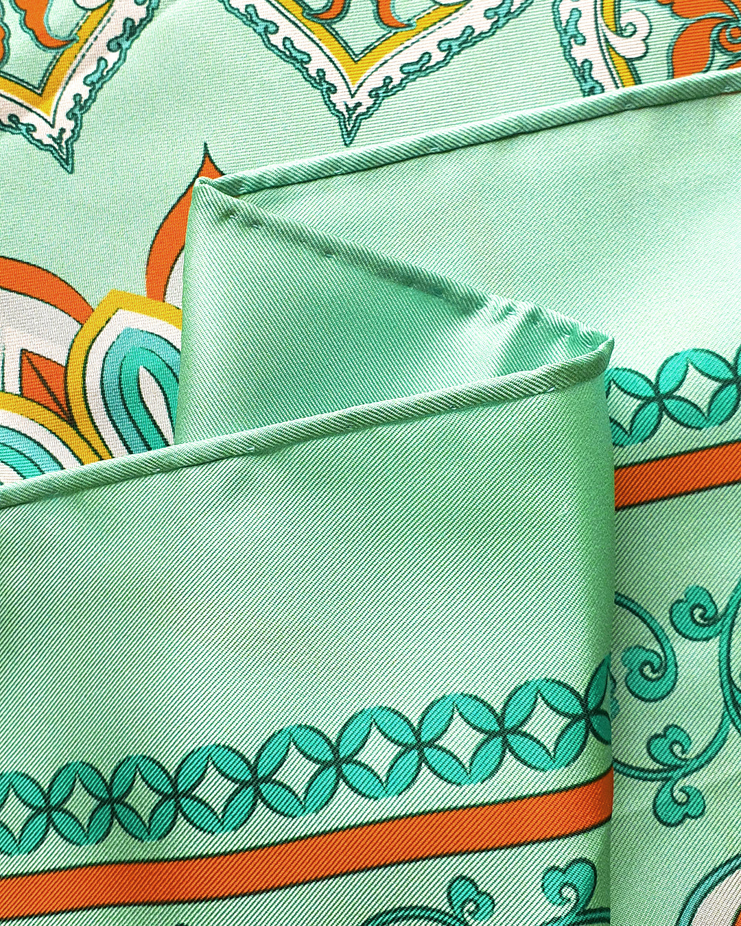Phoenix Dance Silk Scarf / Green / 55x55cm / 22x22in