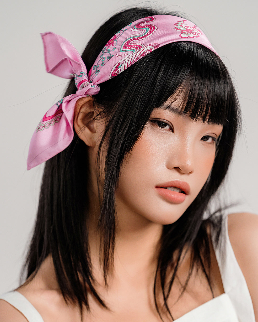 Phoenix Dance Silk Scarf / Pink / 55x55cm / 22x22in