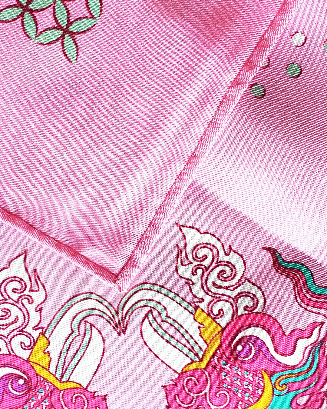 Phoenix Dance Silk Scarf / Pink / 55x55cm / 22x22in