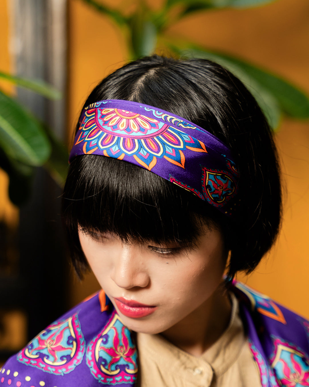 Phoenix Dance Silk Scarf / Purple