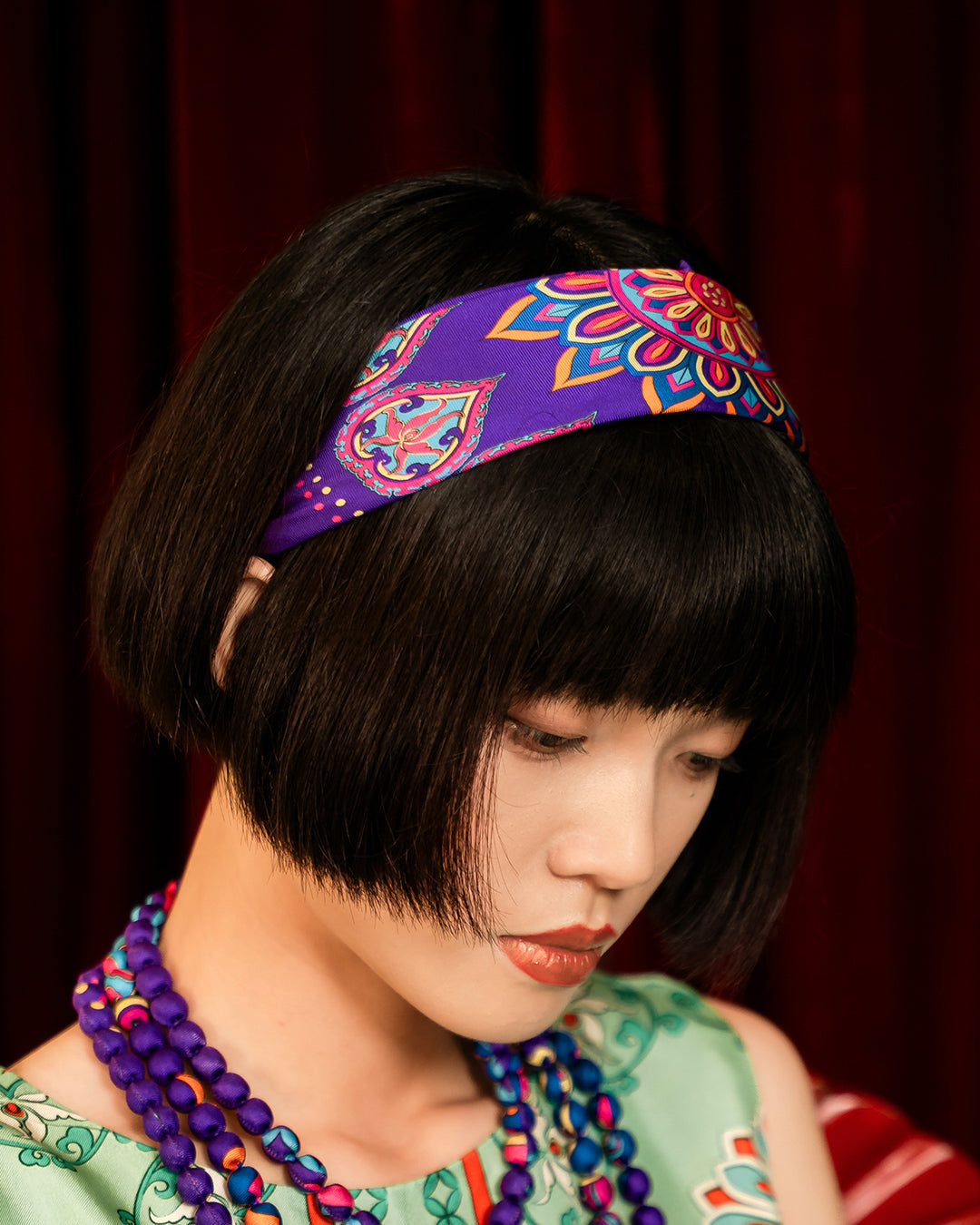 Phoenix Dance Silk Scarf / Purple / 55x55cm / 22x22in