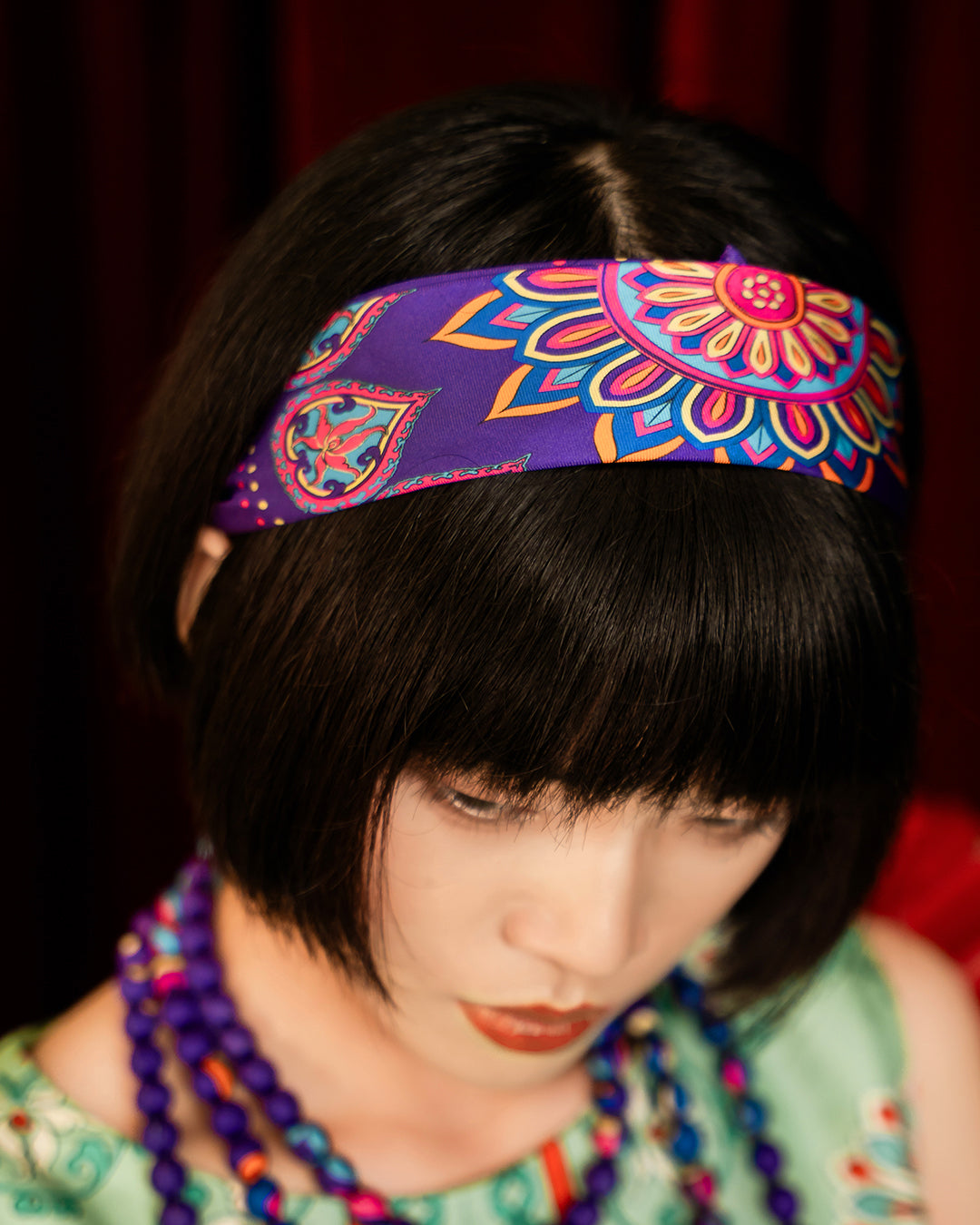 Phoenix Dance Silk Scarf / Purple / 55x55cm / 22x22in