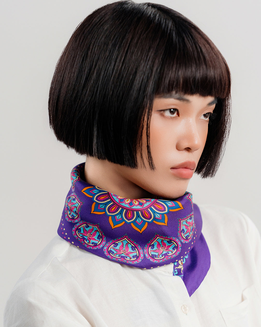 Phoenix Dance Silk Scarf / Purple / 65x65cm / 26x26in