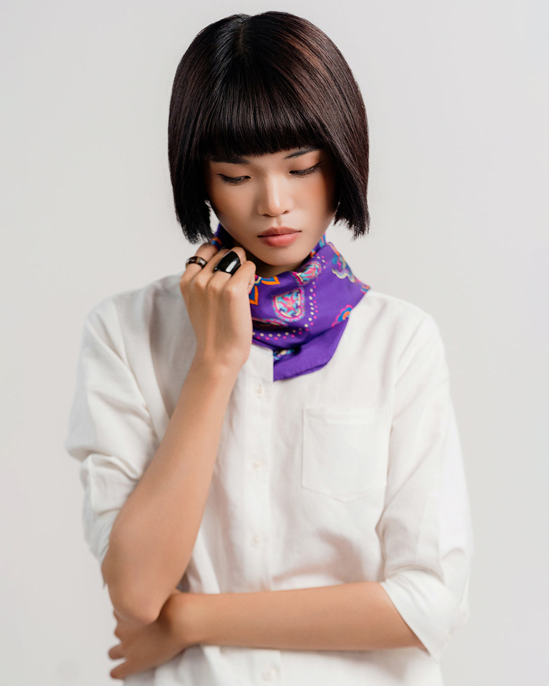 Phoenix Dance Silk Scarf / Purple / 65x65cm / 26x26in