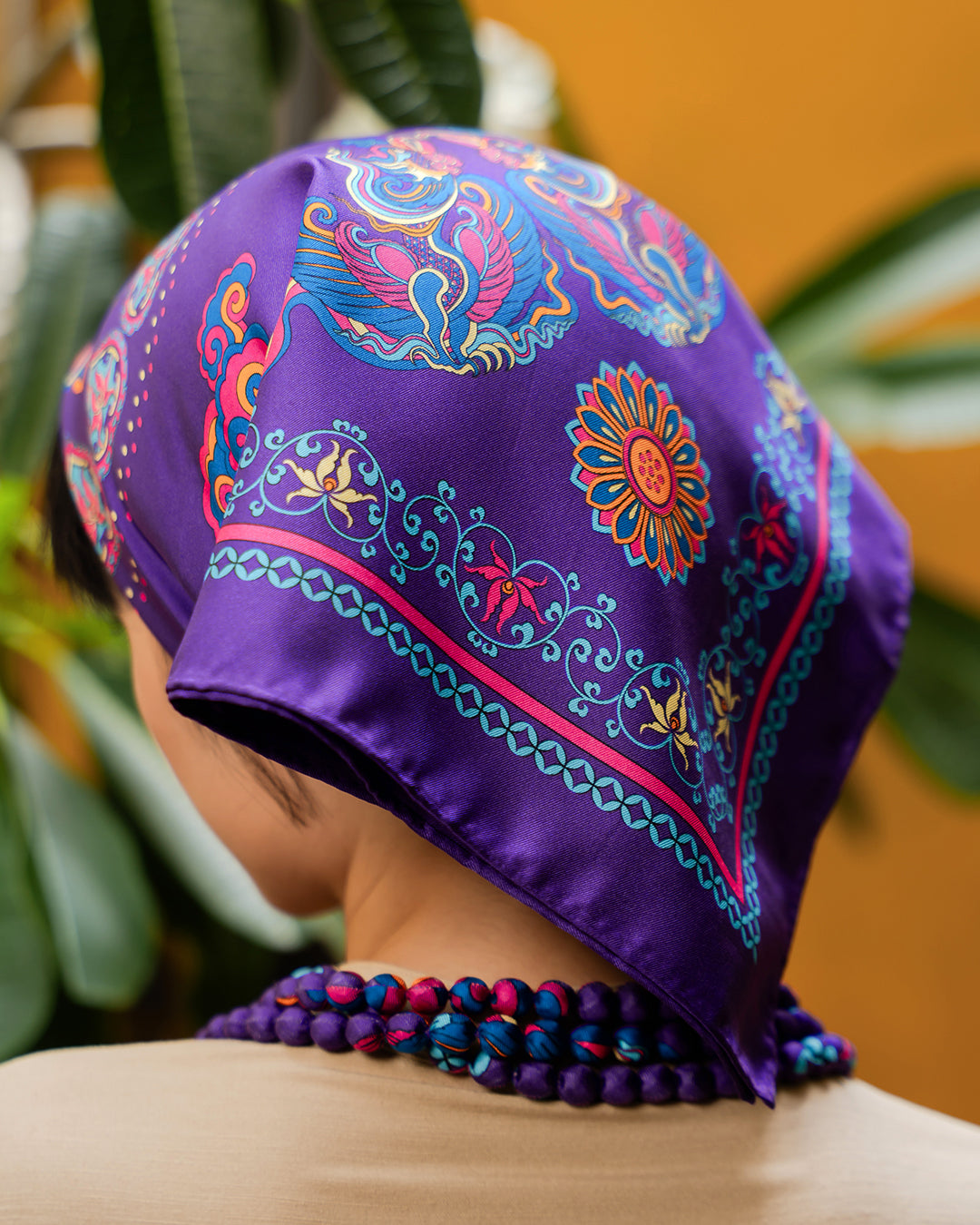 Phoenix Dance Silk Scarf / Purple