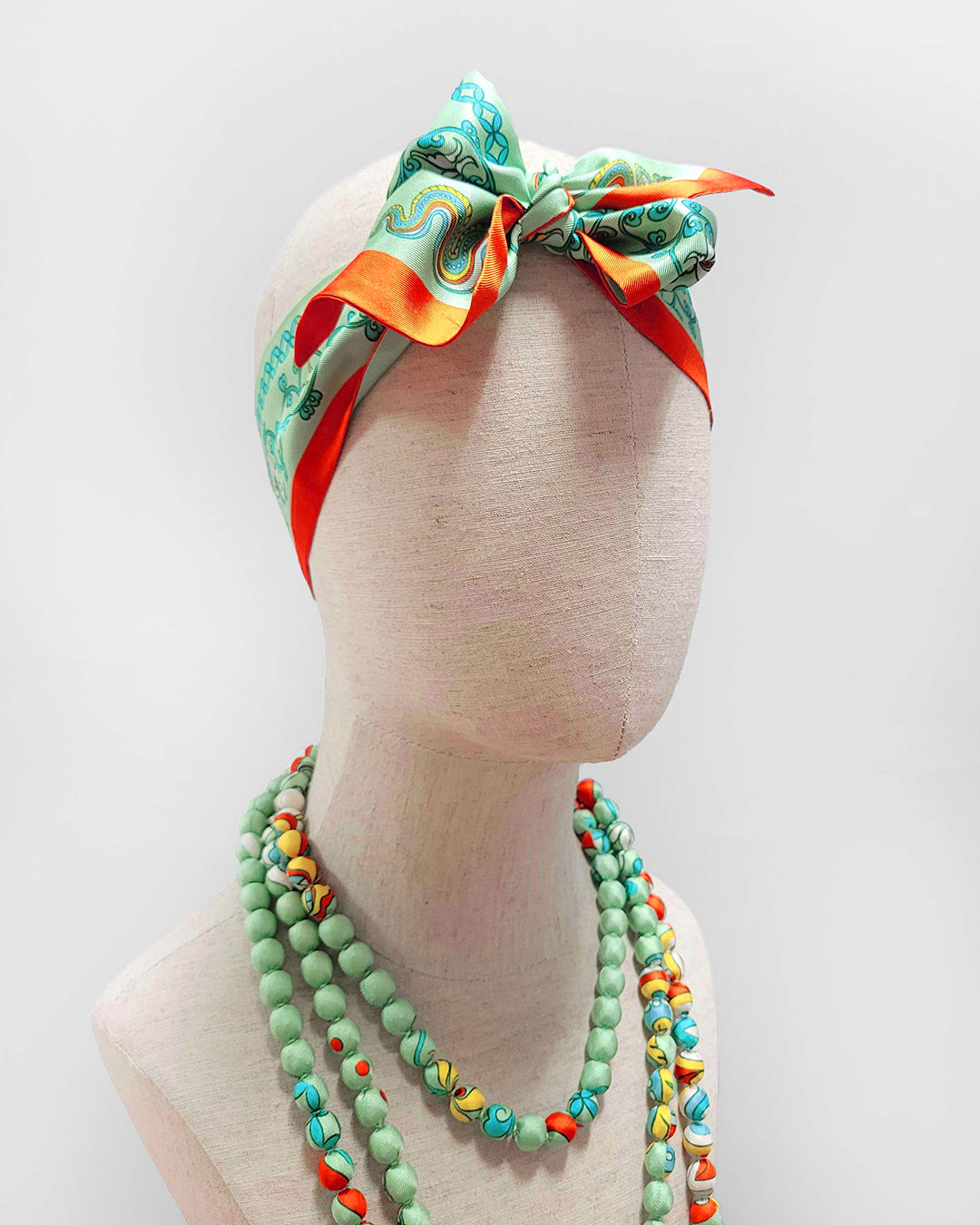 Phoenix Dance Silk Skinny Scarf / Green / 6x106cm / 2.4x44in