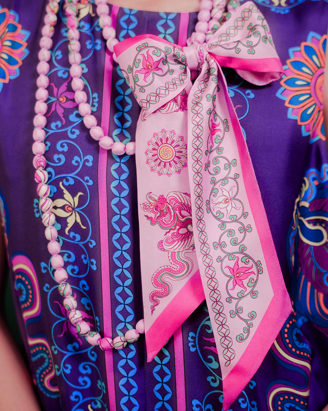 Phoenix Dance Silk Scarf / Pink