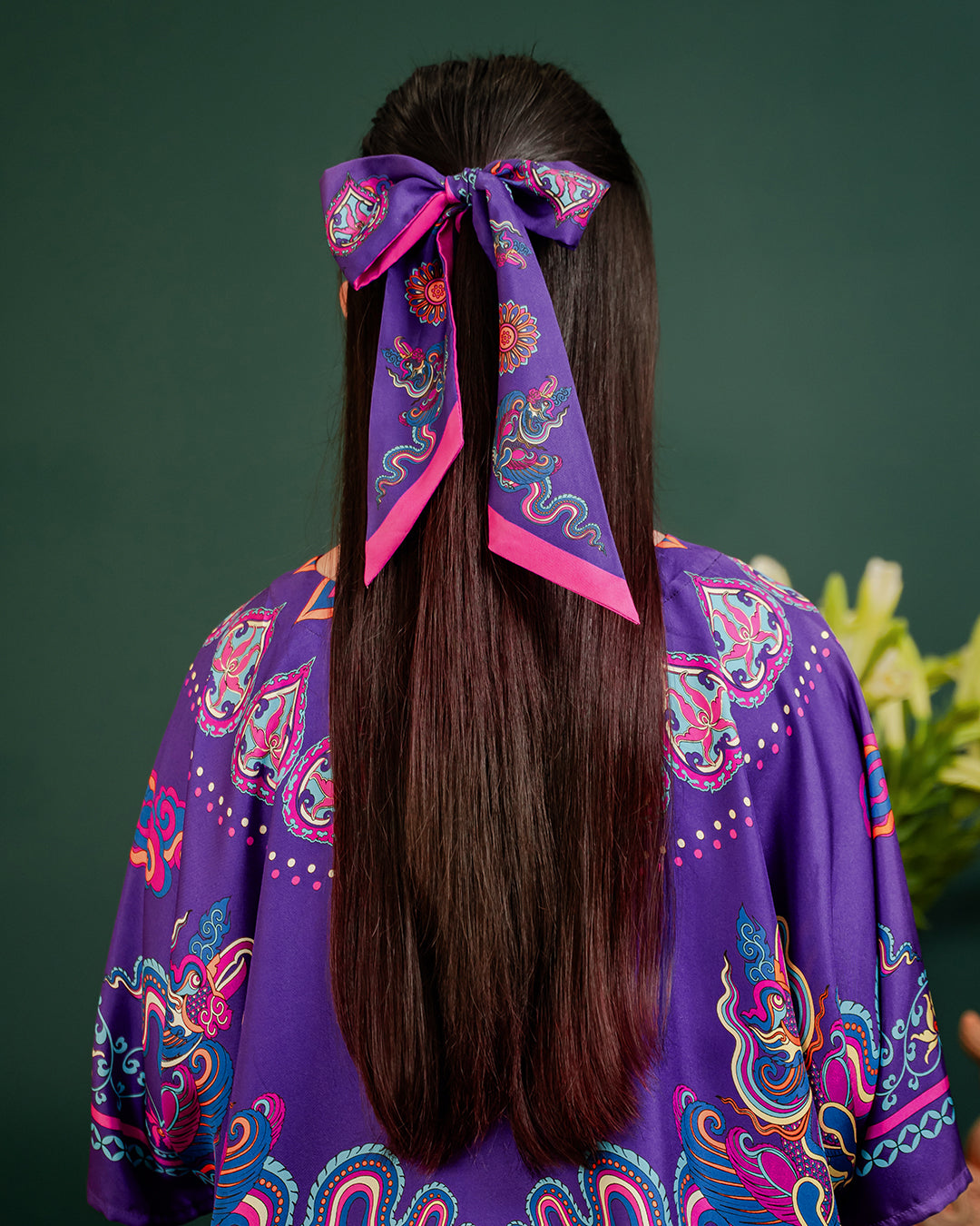Phoenix Dance Silk Scarf / Purple