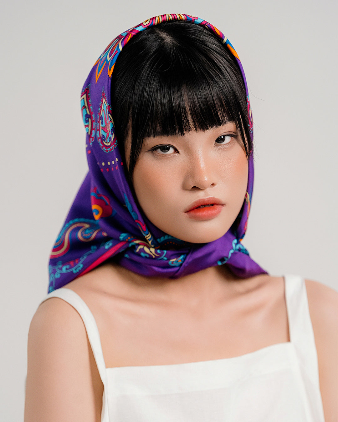 Phoenix Dance Silk Scarf / Purple / 90x90cm / 36x36in