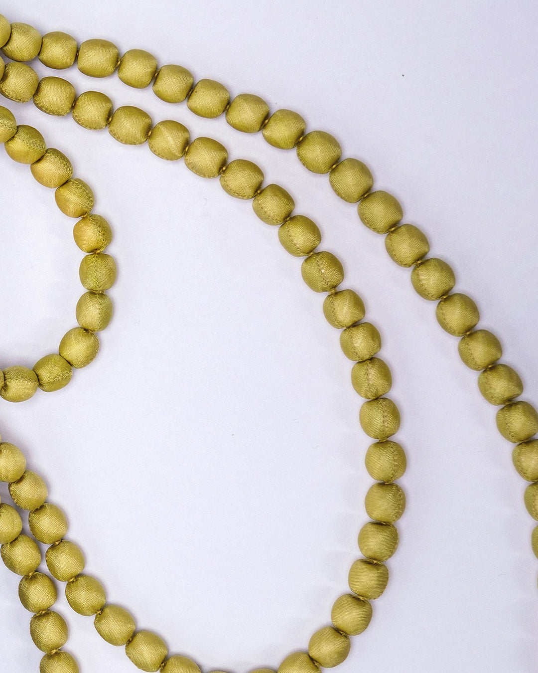 Plain Silk Wrapped Bead Necklace / Yellow / 110cm / 44in
