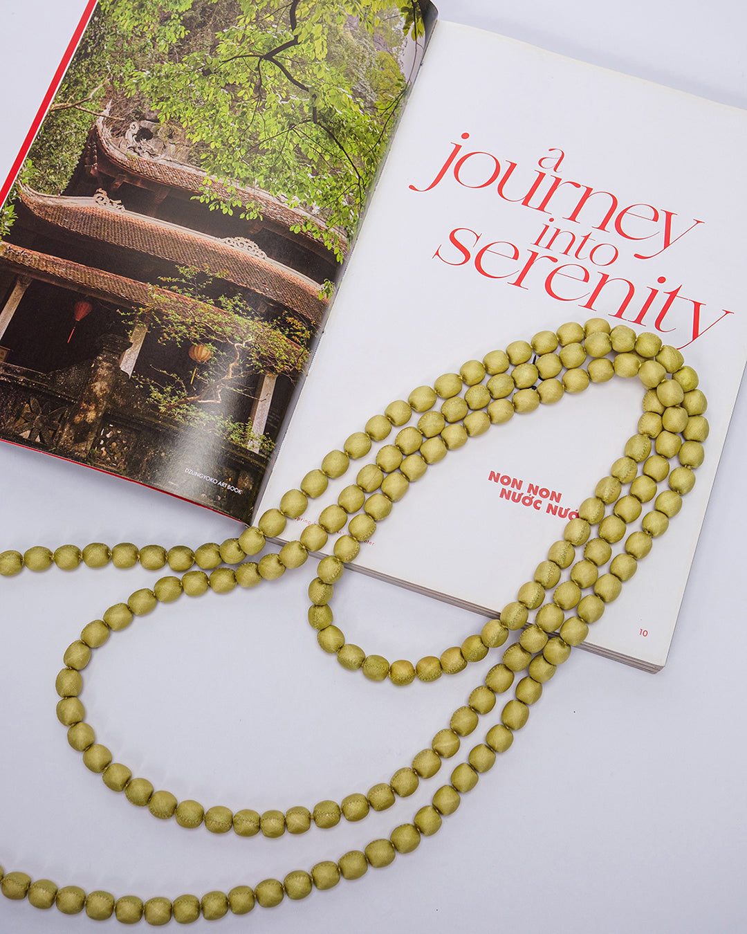 Plain Silk Wrapped Bead Necklace / Yellow / 110cm / 44in