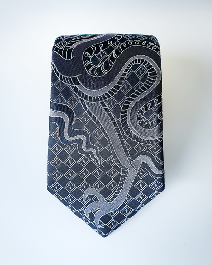 Black silk jacquard tie and cufflinks set, 3.1 inch wide, view 8