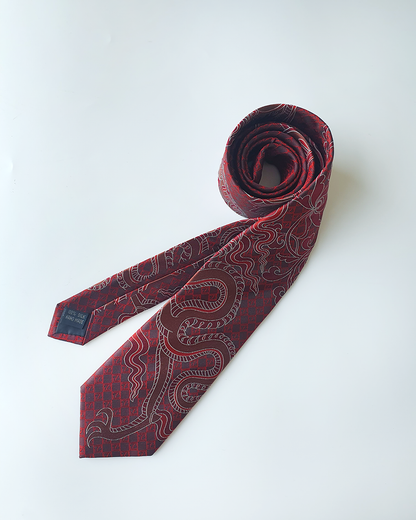 Luxury Gift for Dad/ Silk Necktie with Blood Dragon Pattern / 8cm × 145cm