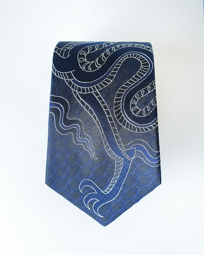 Luxury Gift for Dad/ Silk Necktie with Azure Dragon Pattern / 8cm × 145cm