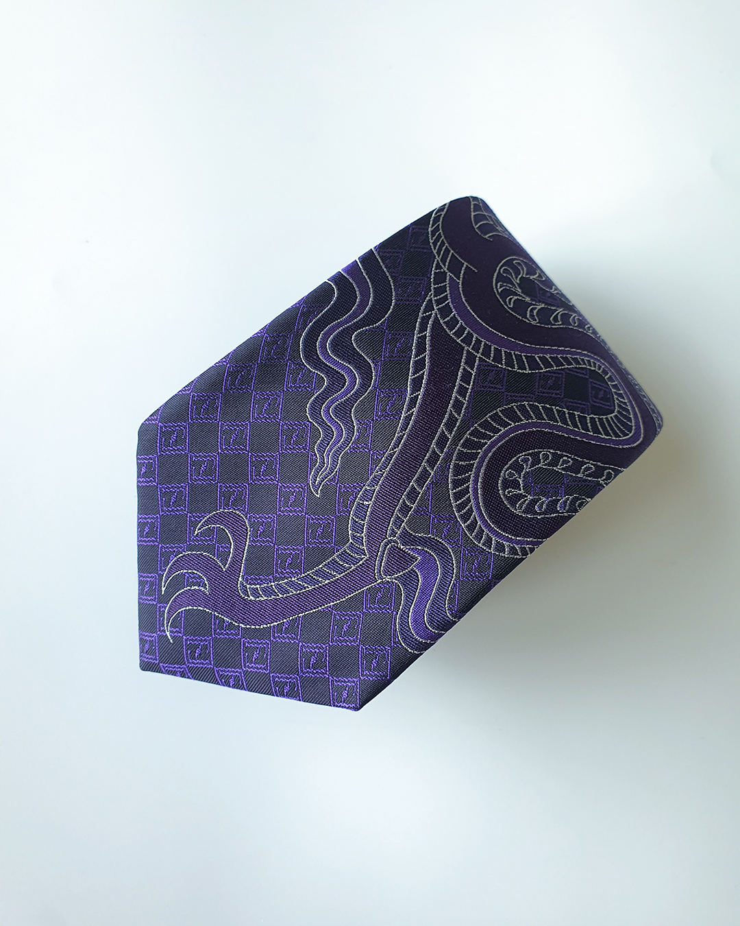Purple silk jacquard tie and cufflinks set, 3.1 inch wide, view 4