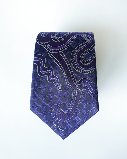 Purple silk jacquard tie and cufflinks set, 3.1 inch wide, view 7
