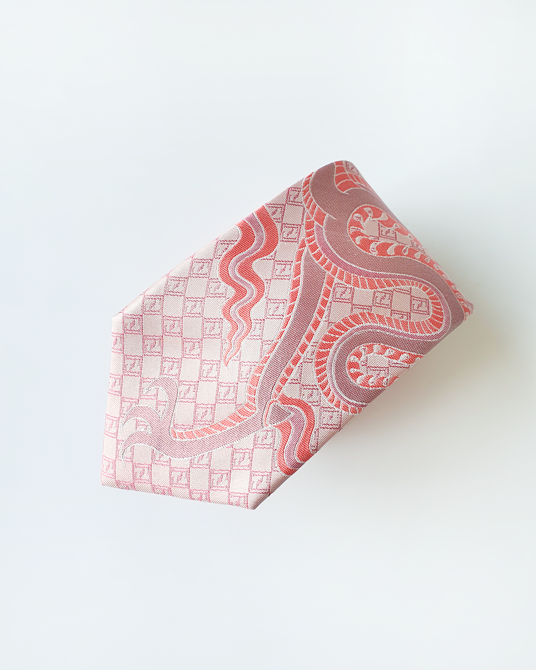 Pink silk jacquard tie and cufflinks set, 3.1 inch wide, view 4