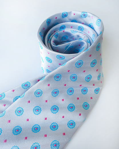 Luxury Gift for Dad/ Silk Necktie with White Jade Pattern and Cufflinks / 8cm × 145cm