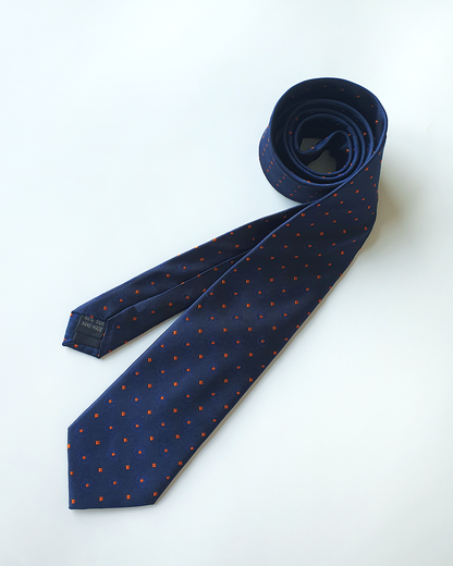 Luxury Gift for Dad/ Silk Necktie with Blue Jade Pattern and Cufflinks / 8cm × 145cm