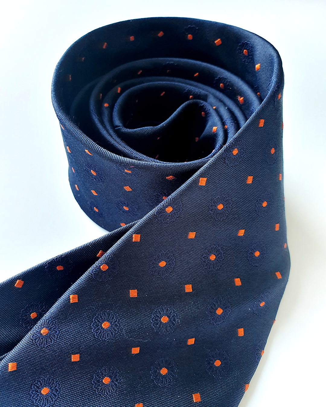 Luxury Gift for Dad/ Silk Necktie with Blue Jade Pattern and Cufflinks / 8cm × 145cm